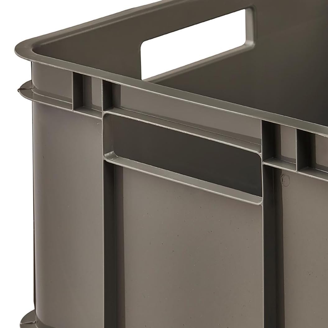keeeper storage tub with handles, Euro-Box XL, made from Procyclen, 28 l, Bruno Eco Line, Eco-Grey