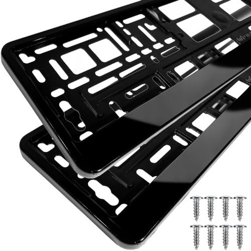 Bl4ckPrint - License Plate Holder Personalized with Custom Text - 2 Pieces License Plate Frames for Car - Weatherproof - Number Plate Holder - Vehicle Registration Plate Holder