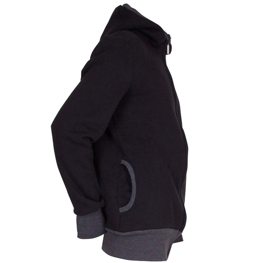 Amropi Kangaroo Hoodie Baby Carrier Men's Pullover Winter Warm Baby Carrier Coat Black, L