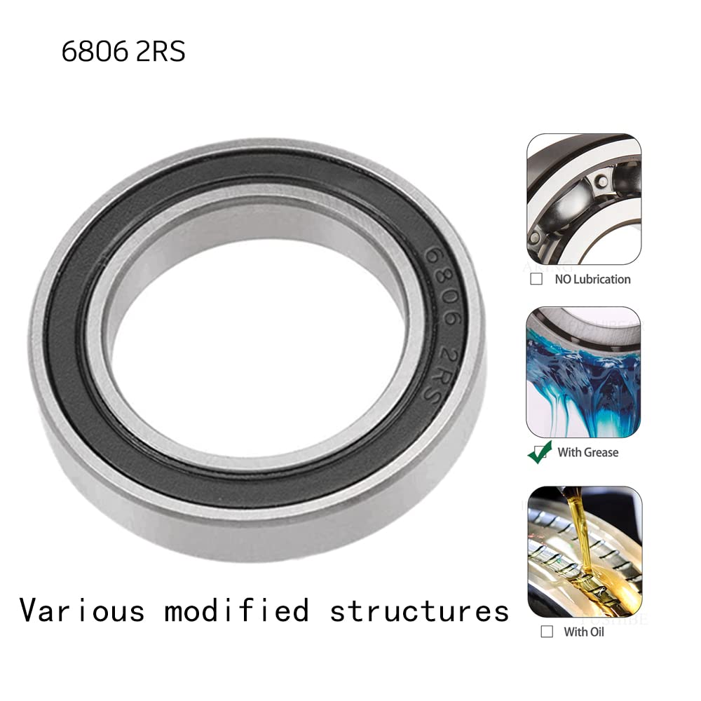 10 pieces 6806 2RS ball bearings 30 mm x 42 mm x 7 mm double sealed deep groove ball bearings for DIY, lathes, motors, 3D printers, milling machines, various mechanical devices, etc.