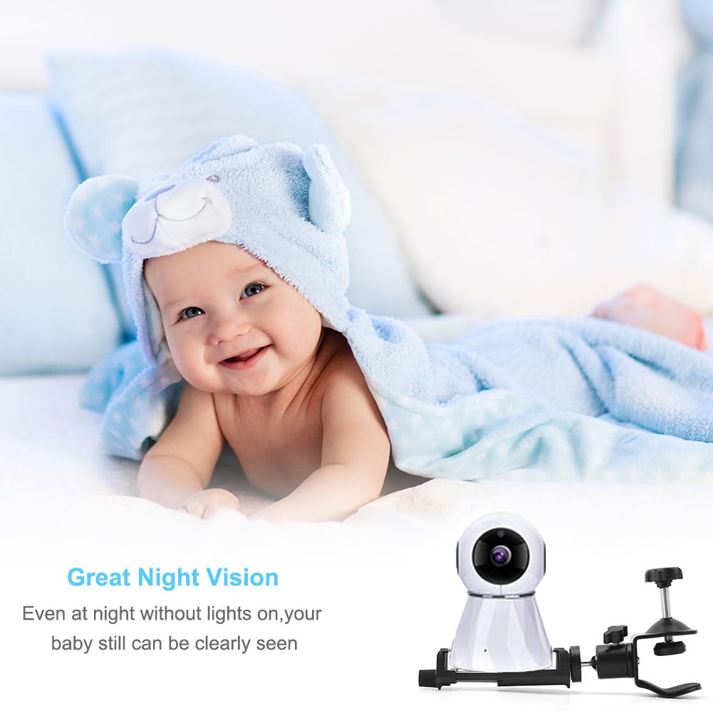 Baby camera monitor holder bracket, 360-degree rotatable adjustable holder, flexible camera stand for crib.
