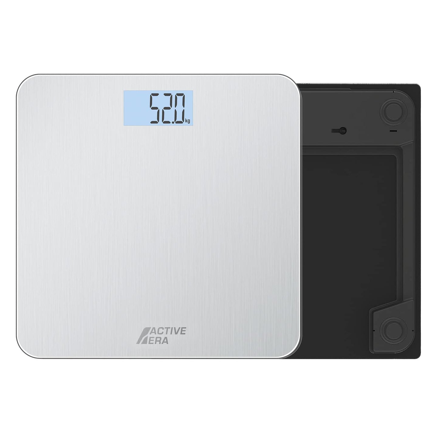 ACTIVE ERA Ultra-Slim Digital Body Weight Scale with precise accuracy and Step-On Technology - Scale made of safety glass and with large LCD display - Steel