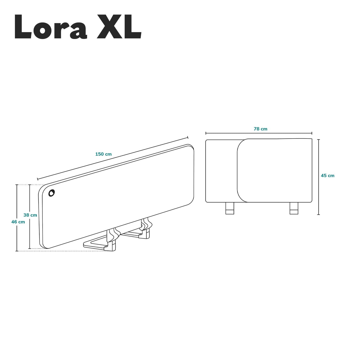 Lionelo Lora XL Portable Bed Guard for kids, tilt adjustment up to 180°, foldable bed rail, 45 cm - 150 cm, StandSafe lock, protection against falling out