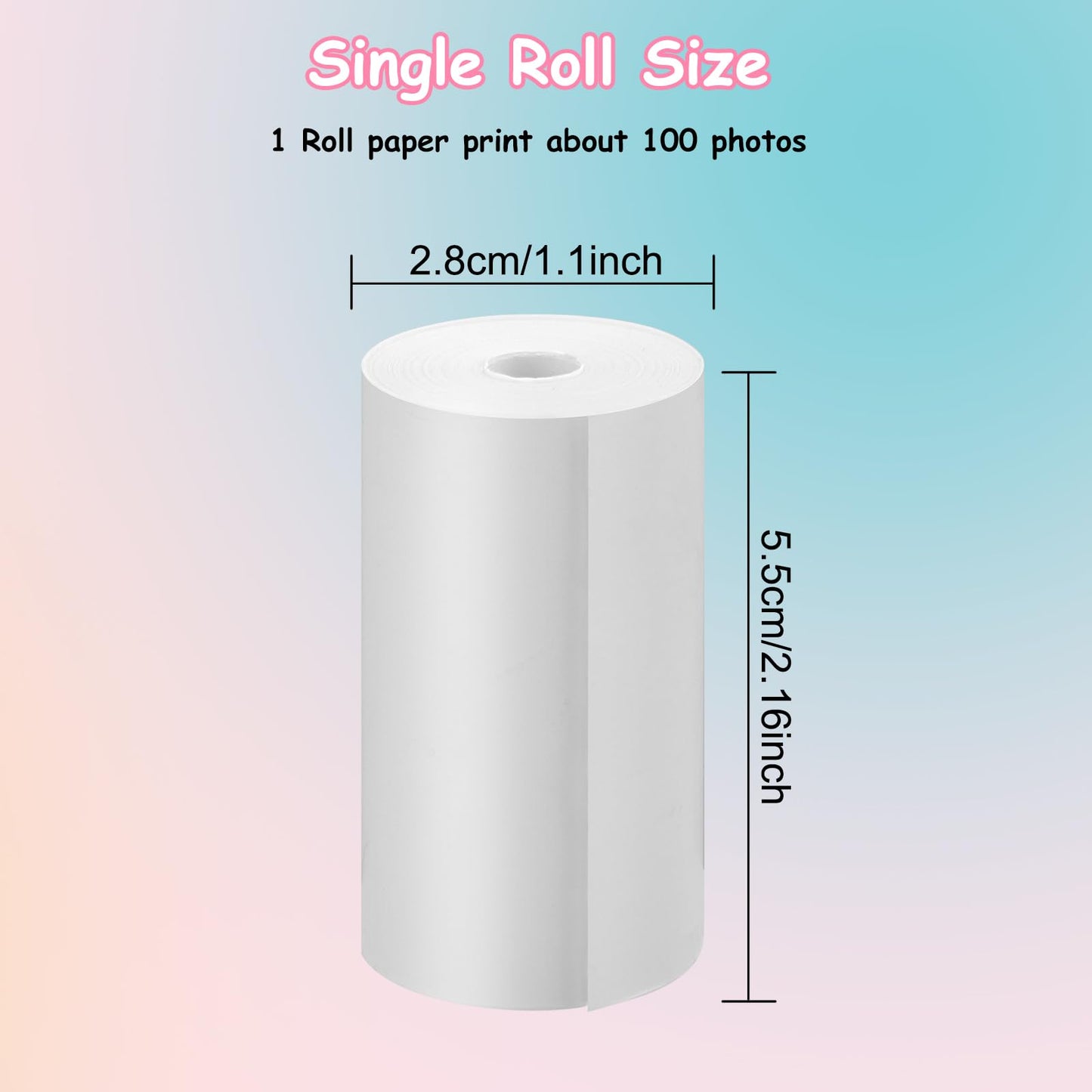 5 rolls of printing paper for kids camera, GREENKIDS instant print thermal paper, refill paper for kids camera, instant camera accessory (length: 2.16inch & width: 1.1inch)