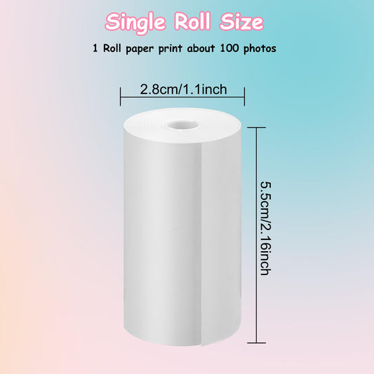 5 rolls of printing paper for kids camera, GREENKIDS instant print thermal paper, refill paper for kids camera, instant camera accessory (length: 2.16inch & width: 1.1inch)