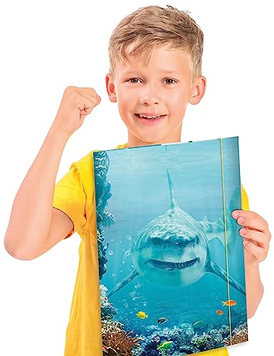 RNK 45358-3 - Character folder Shark Project 310 x 440 mm, 3 pieces, DIN A3, with elastic closure
