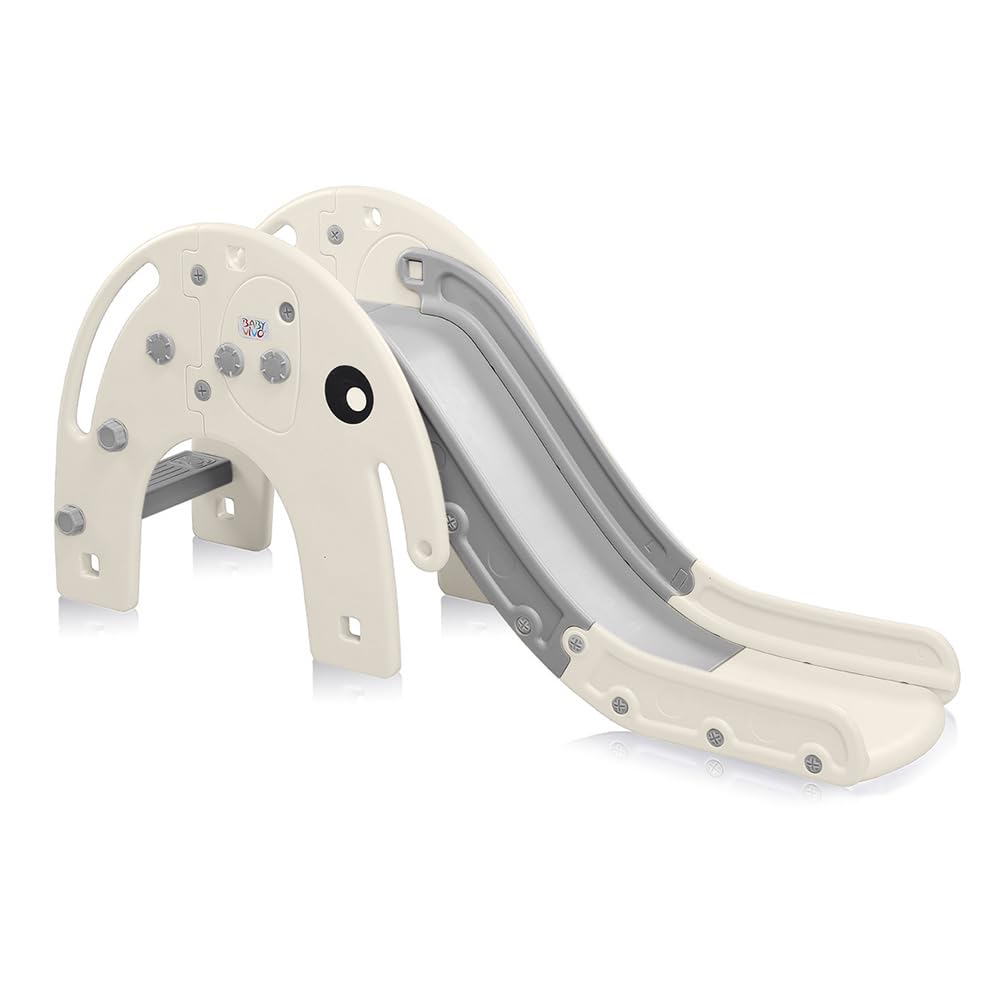 Baby Vivo Kids Slide Children Slide Garden Slide Toddler Slide Plastic Elephant with rounded corners & edges for Indoor & Outdoor in Gray/White