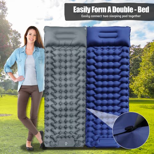 iHEAT camping sleeping pad, self-inflating sleeping mat 2023, upgraded sleeping pad with air pillow for hiking and traveling, waterproof air mattress, compact hiking mat