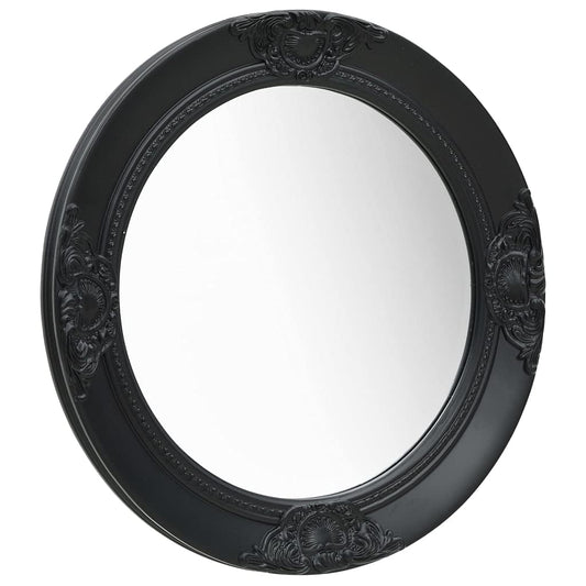 vidaXL Baroque-style antique wall mirror with mounting hooks decorative mirror bathroom mirror hallway mirror coat rack round 50cm black
