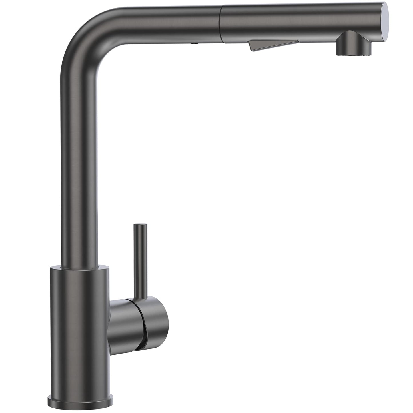 Kitchen faucet with pull-out spray, CECIPA high-pressure kitchen tap, kitchen mixer with 2 spray modes, single handle sink tap in brushed stainless steel, 360° swivel, gray black.