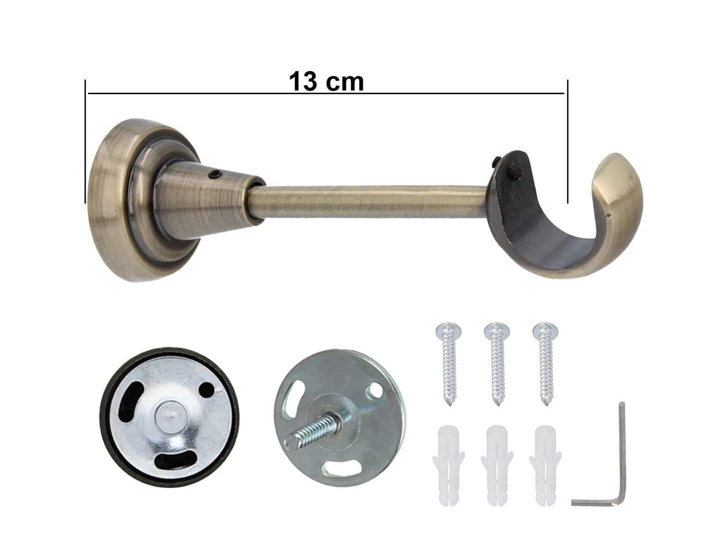 25mm curtain rod, wall-mounted, antique brass finish, 200 cm long.
