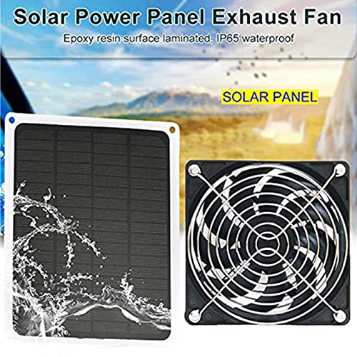 Banapoy Solar Panel Fan Kit, 6W solar fan made of monocrystalline silicon with protective net for camping, shed, greenhouse, home, outdoor, waterproof, portable, solar-powered fan