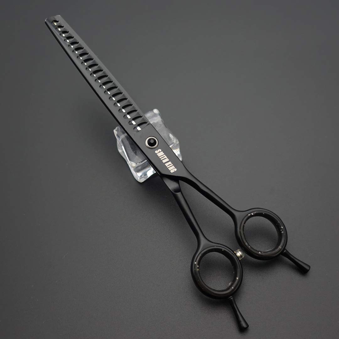 7.0 inch Professional Dog Grooming Scissors Set Straight & Thinning & Curved & Chunker & Comb 5 pieces in 1 set for left-handed & right-handed black