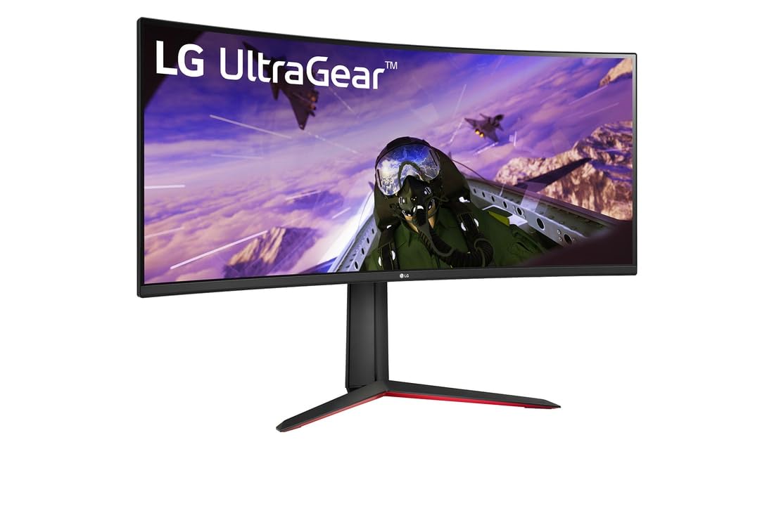 LG Electronics 34GP63AP-B.AEU UltraGear™ UWQHD Curved Gaming Monitor 34", 3440 x 1440 resolution, 21:9 aspect ratio, 5 ms GtG response time, 160 Hz refresh rate, HDR10, Motion Blur Reduction, AMD FreeSync™ Premium, Black.