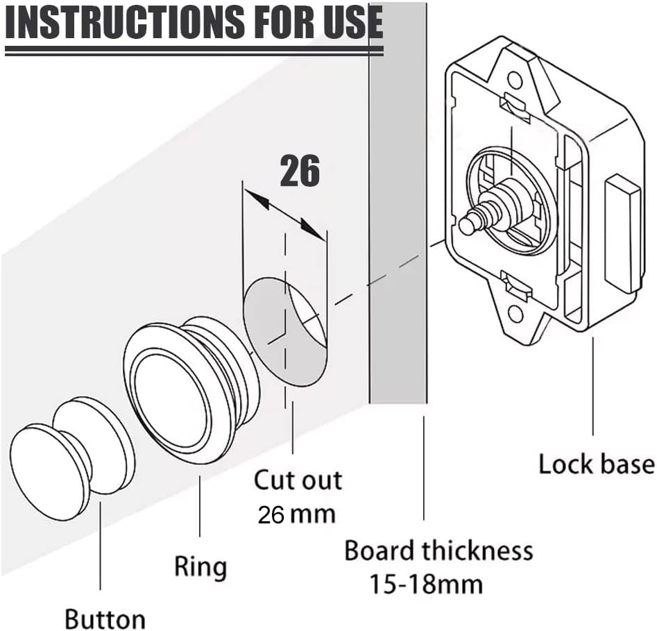 Opaltool 10pcs Push Button Catch Door Lock Fits 15-18mm Thick RV Boat Van Yacht Cabinet Door Cabinet