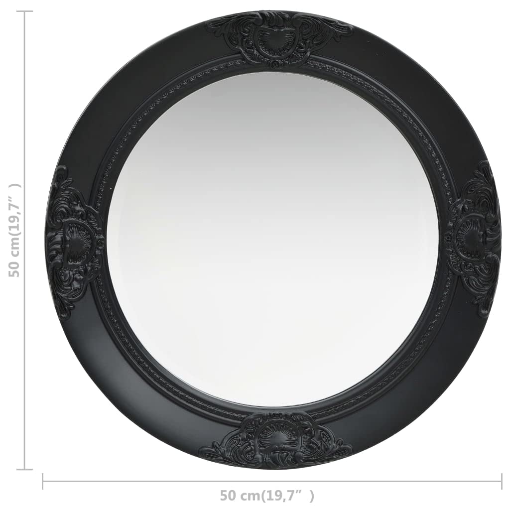 vidaXL Baroque-style antique wall mirror with mounting hooks decorative mirror bathroom mirror hallway mirror coat rack round 50cm black