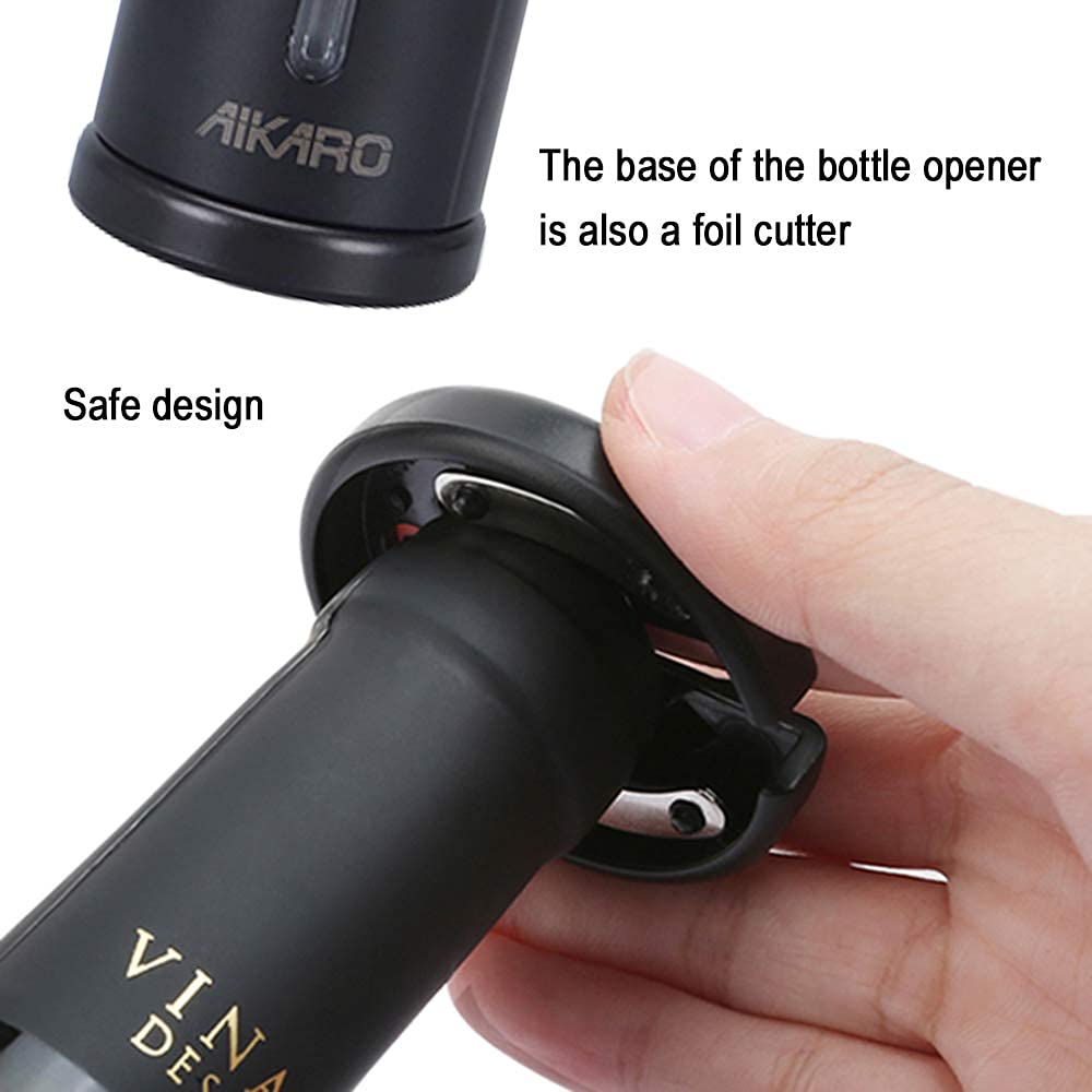 AIKARO - Electric wine bottle opener Automatic electric corkscrew, Rechargeable (Set)