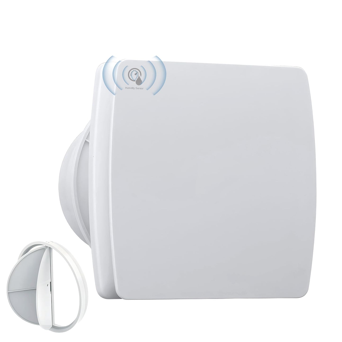 100mm Bathroom Exhaust Fan with Humidity Sensor, Quiet Window Ventilation Fan, Exhaust Wall Fan with Backdraft Damper, Window Mounting Ring, Temperature-Humidity Sensor for Kitchen and Bathroom.