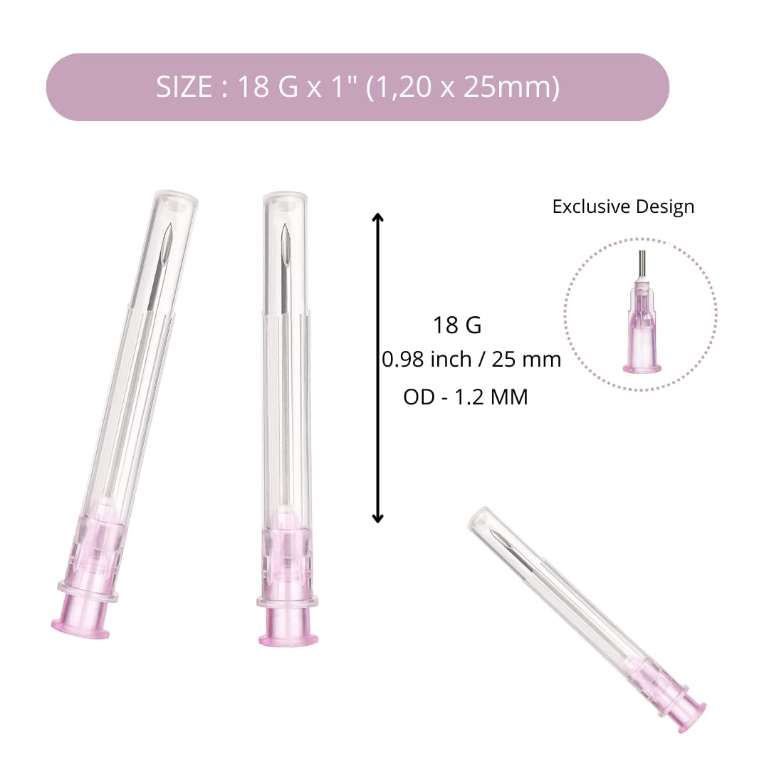 100 pieces of 18G x 1" (25mm) stainless steel dispensing accessories for refill liquids, individually packaged, refill tubes for industrial, scientific labs, for hobby and home use, multipurpose measuring tools.