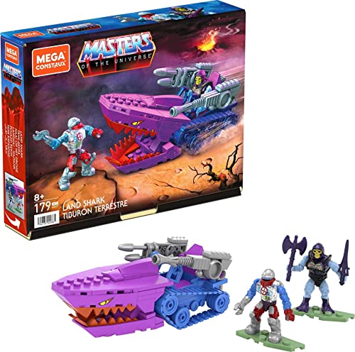 Mega Construx HHD16 - Masters of The Universe Snake Mountain building set, for ages 14+ & HDK07 - Construx Masters of The Universe Land Shark battle vehicle kit, Motu, building toy for kids ages 8+