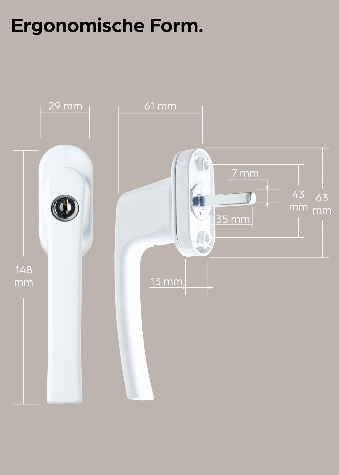 8 Lockable Window Handles White - ππΆπ»π±π²πΏππΆπ°π΅π²πΏ - Easy Installation - with 16 universal keys - Reliable Protection
