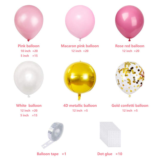 Balloon Garland Pink White Gold UNOEYSAT 120pcs Balloon Garland Set Helium Latex Balloons 4D Confetti Balloons for Girls Women Birthday Wedding Baby Shower Bachelorette Party Decor