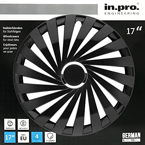 in.pro. engineering wheel trim Warrior 17 inch glossy black with chrome ring set of 4 pieces