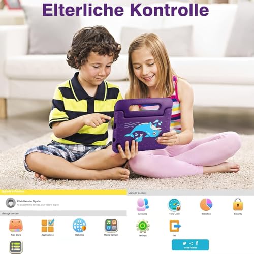 AOCWEI Tablet Android 13 7-inch, 7GB RAM 64GB ROM/TF 512GB, Parental Controls, Education + Games, Dual Camera| WiFi6| BT5.0| Tablet with Case (Purple)