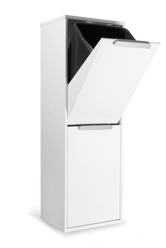 ARREGUI Ecoclas CR201-E steel waste separation system | 2 compartments trash can for kitchen | 2x17L (34L) | 2 compartment garbage can | removable inner bins + handle | recycling cabinet for waste separation | white