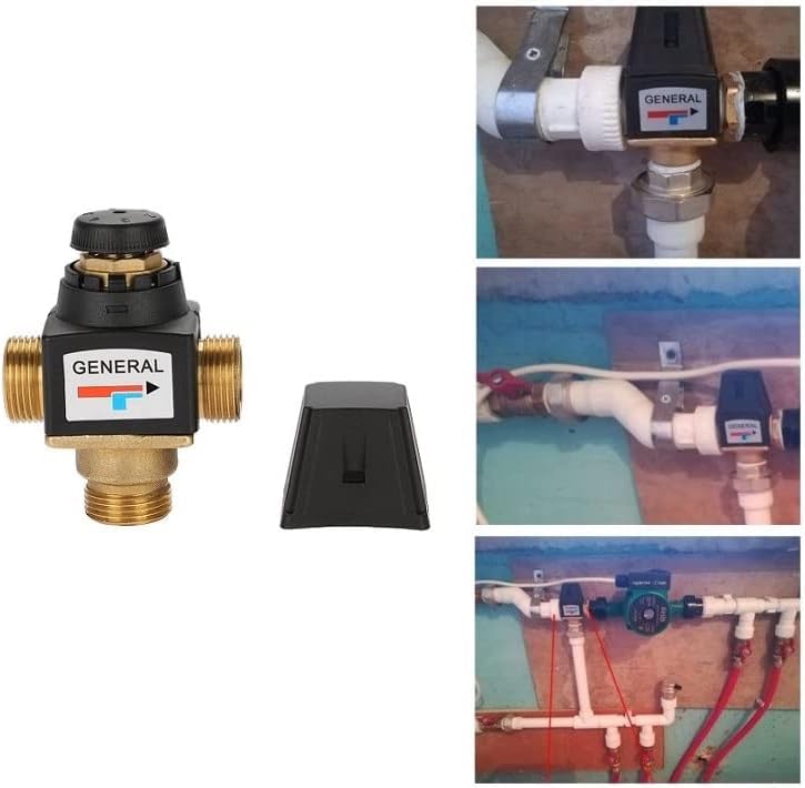 Nimomo Thermostat Water Mixing Valve, DN20 3-Way Thermostatic Mixer Valve, Brass Thermostatic Valve for Hot and Cold Water Mixing, Shower Thermostat Valve Temperature Control Valve.