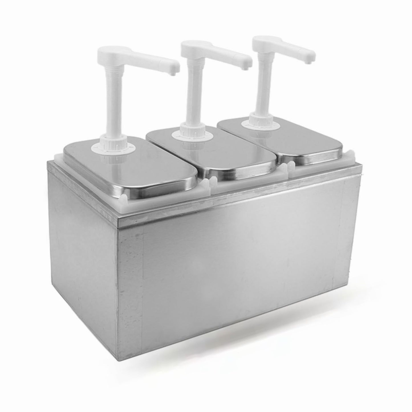 Natudeco sauce dispenser, condiment pump station, honey dispenser, plastic, stainless steel, pump dispenser for sauces, kitchen syrup, milk, cooking oil (THREE heads 2L/head)