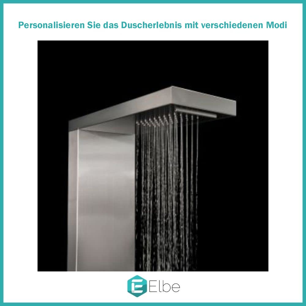 Elbe Stainless Steel Shower Panel for corner installation 4-function with rain shower shower set with hand shower, rain shower, 2 massage showers, waterfall shower, shower faucet complete set Adjustable temperature