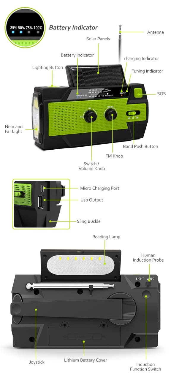 Villageboom crank radio solar power and light | Emergency radio | A product with social impact. Enhance your camping experience while also supporting women's groups in Africa!