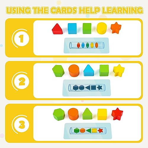 Joyreal Montessori Toy Sorting Game Counting Stacking Toy Wooden Learning Toy Shape Matching Game Gift for Kids Girls Boys 3 4 5 Years