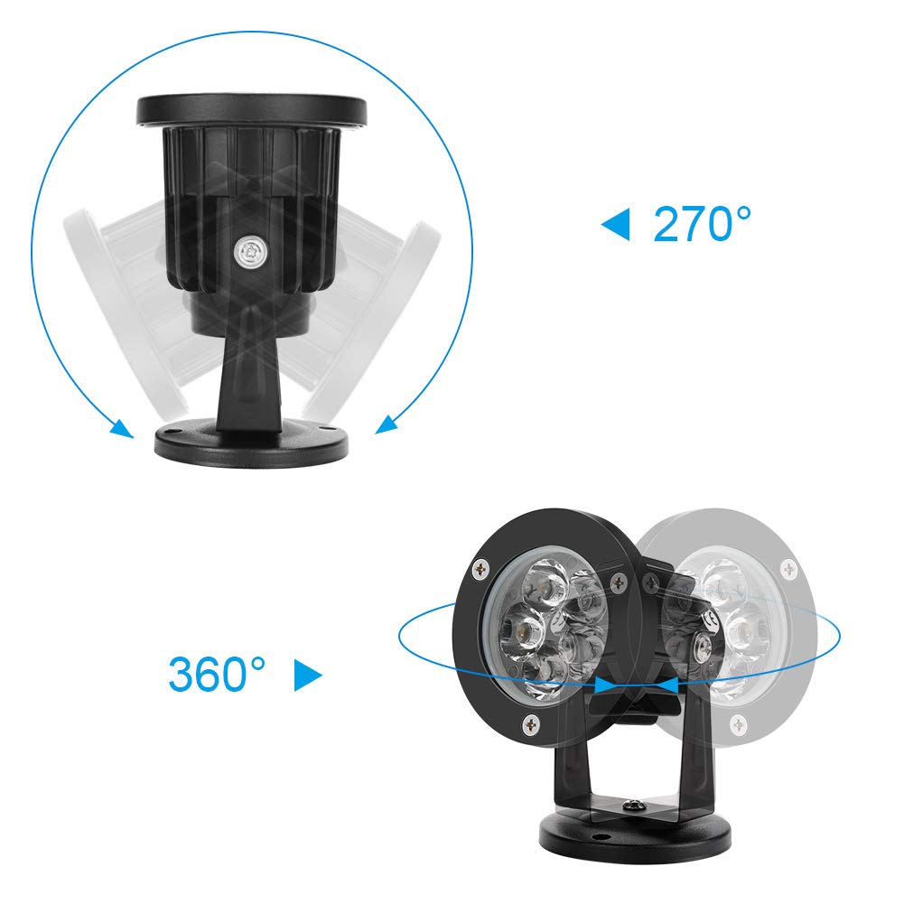 BLOOMWIN Garden Spotlight 4 Set, Outdoor Lighting Garden Light 5w 220V COB Landscape LED Rotating IP65 Waterproof LED Garden Lamp Warm White Spot Light Outdoor Outdoor Lighting