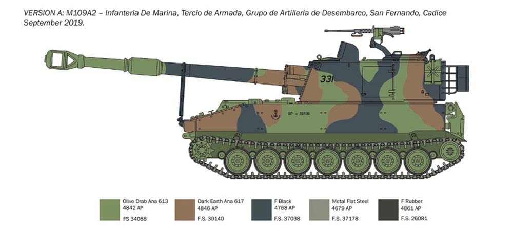 Italeri 6589 6589S 1:35 M-109/A2-A3G Howitzer - realistic replica model kit, plastic construction kit, hobby, glue, unassembled, unpainted, green (IT6589)