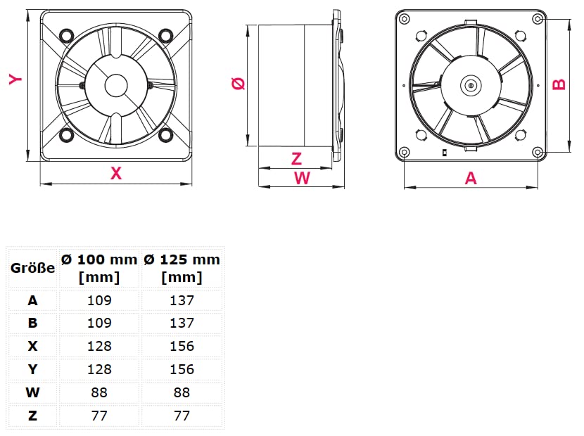 Bathroom fan Ø 100 mm stainless steel exhaust fan with timer wall fan ball bearing bathroom kitchen WNI100T