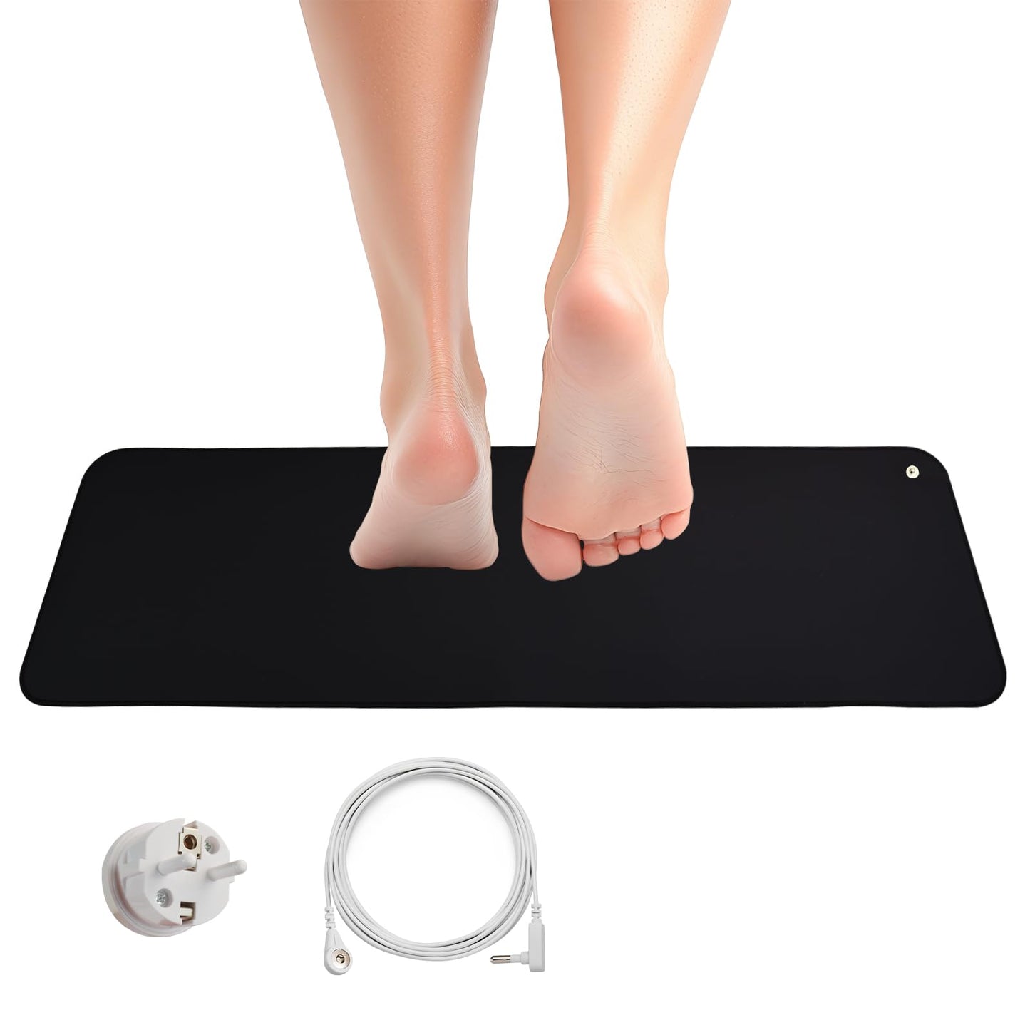 Grounding mat for your feet, 30 x 100 cm mouse pad with EU plug and cable for better sleep, less anxiety, pain, inflammation, headaches.