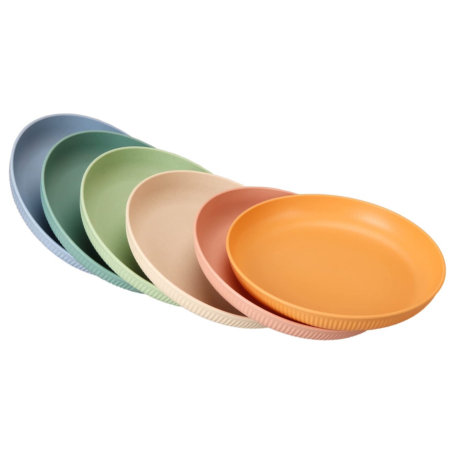 CSYY 6 Piece Plates, Unbreakable Dinner Plate Set, Deep Plastic Picnic Plate Set 22.5cm/9inch Camping Plates for Salad Pasta Party Home Microwave and Dishwasher Safe