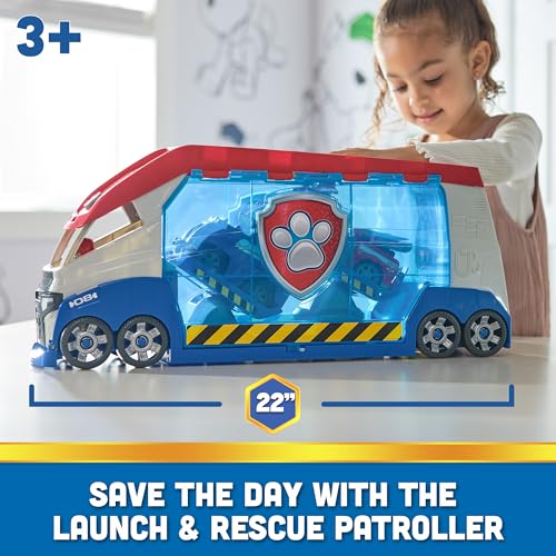 PAW Patrol - Launch'n Rescue PAW Patroller team vehicle with new features, including Ryder figure and 1 base vehicle, toy suitable for children aged 3 years and older.