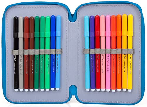 Clondo pencil case 44 pieces, for Avengers fans, pencil case, pencil case for stationary, pen case with pens, ballpoint pen, kids, girls & boys, 3 compartments
