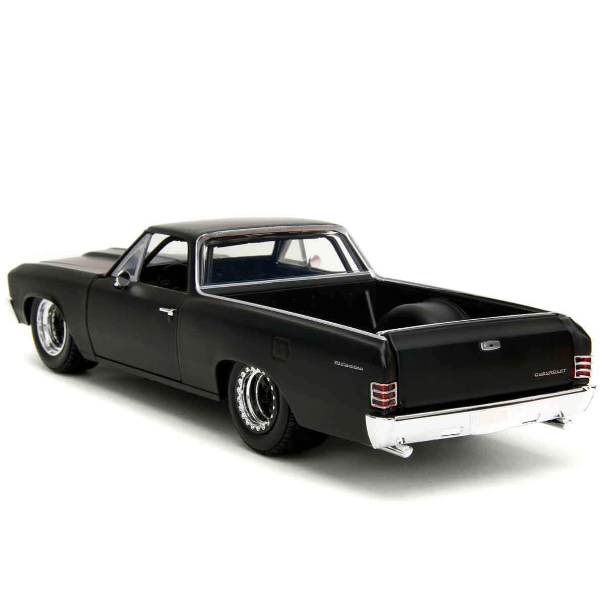 Jada Toys Fast and Furious Car EL Camino (1:24, black) - Chevrolet EL Camino 1967 from Fast & Furious 10 movie, Die Cast Car for ages 8 and up with opening parts, 19cm