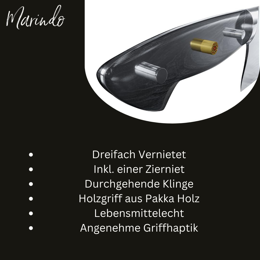 Marindo Chinese chef's knife stainless steel | 18cm blade length | Kitchen cleaver with triple-riveted wooden handle | Chinese cleaver knife | Extremely sharp meat cleaver | Includes gift box