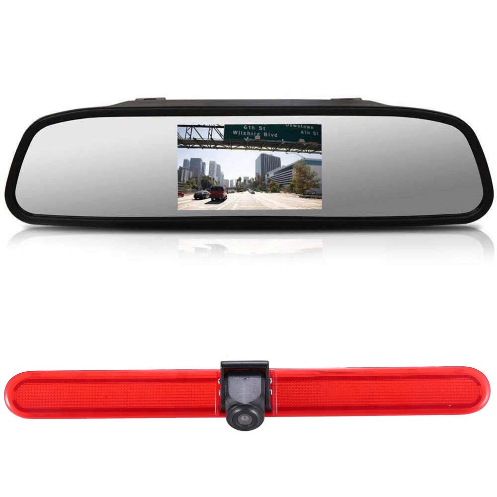 Transporter 4.3" TFT LCD rearview mirror+brake light rearview camera waterproof backup system for VW T5 Multivan Caravelle high roof/T6 with high roof/T5 Camper/Lupo 6X/Seat Arosa
