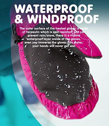 AROMA SEASON Heated Gloves for Kids with Battery | Heated Mittens for Toddlers | High heat and battery performance | High-quality workmanship (pink, L/XL)