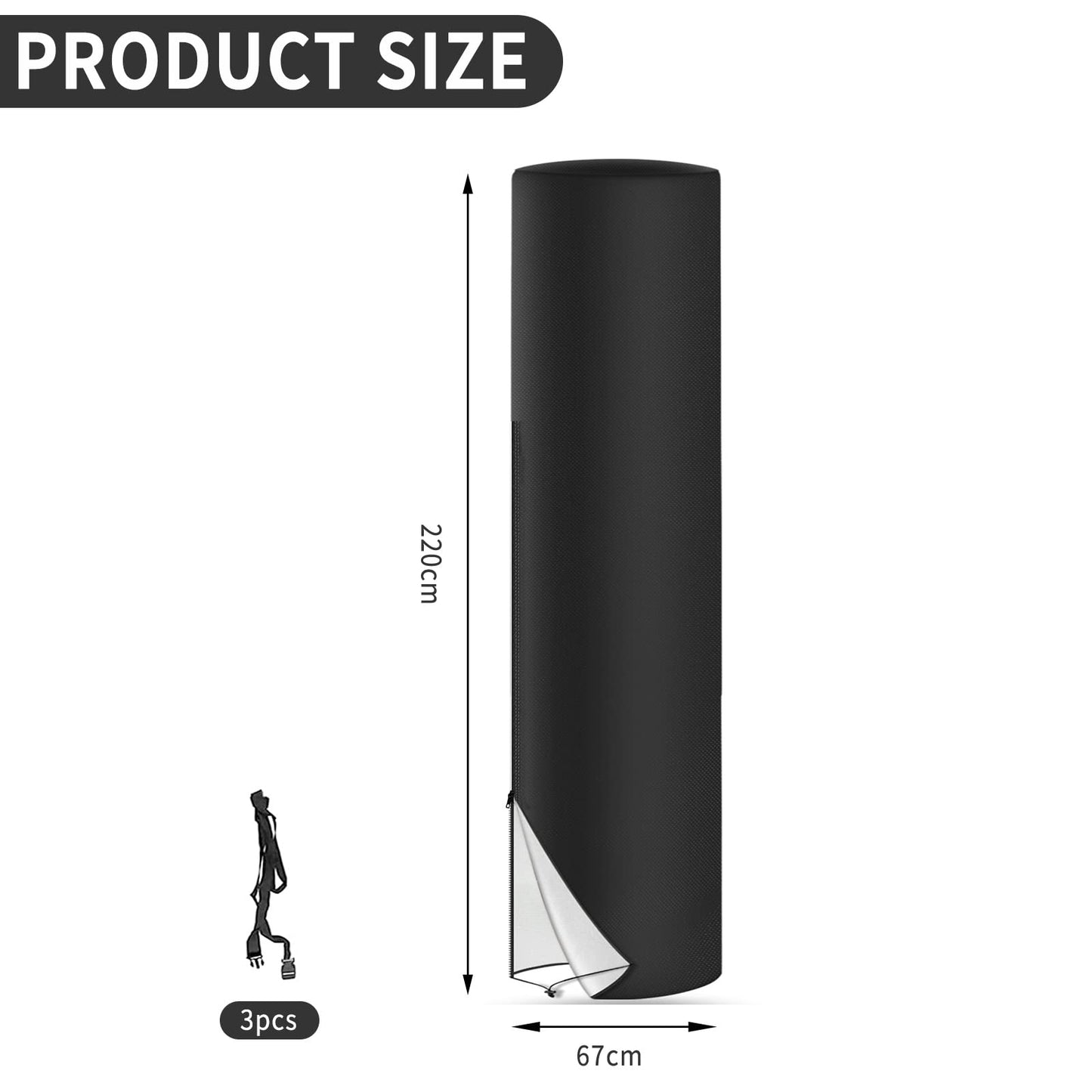 LMYDIDO Solar Shower Cover 220 x 67cm, 420D Waterproof Windproof UV Protection Outdoor Shower Cover, Garden Outside Shower with Drawstring and Storage Pockets (Black)