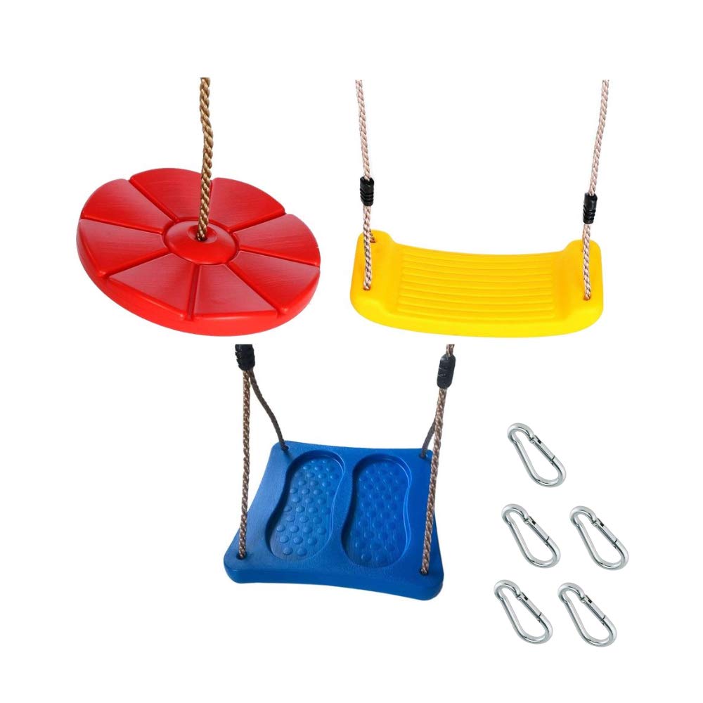 Plastic swing for kids and toddlers | Weatherproof swing seat for indoor & outdoor use | Adjustable ropes | Outdoor toy for boys & girls | blue