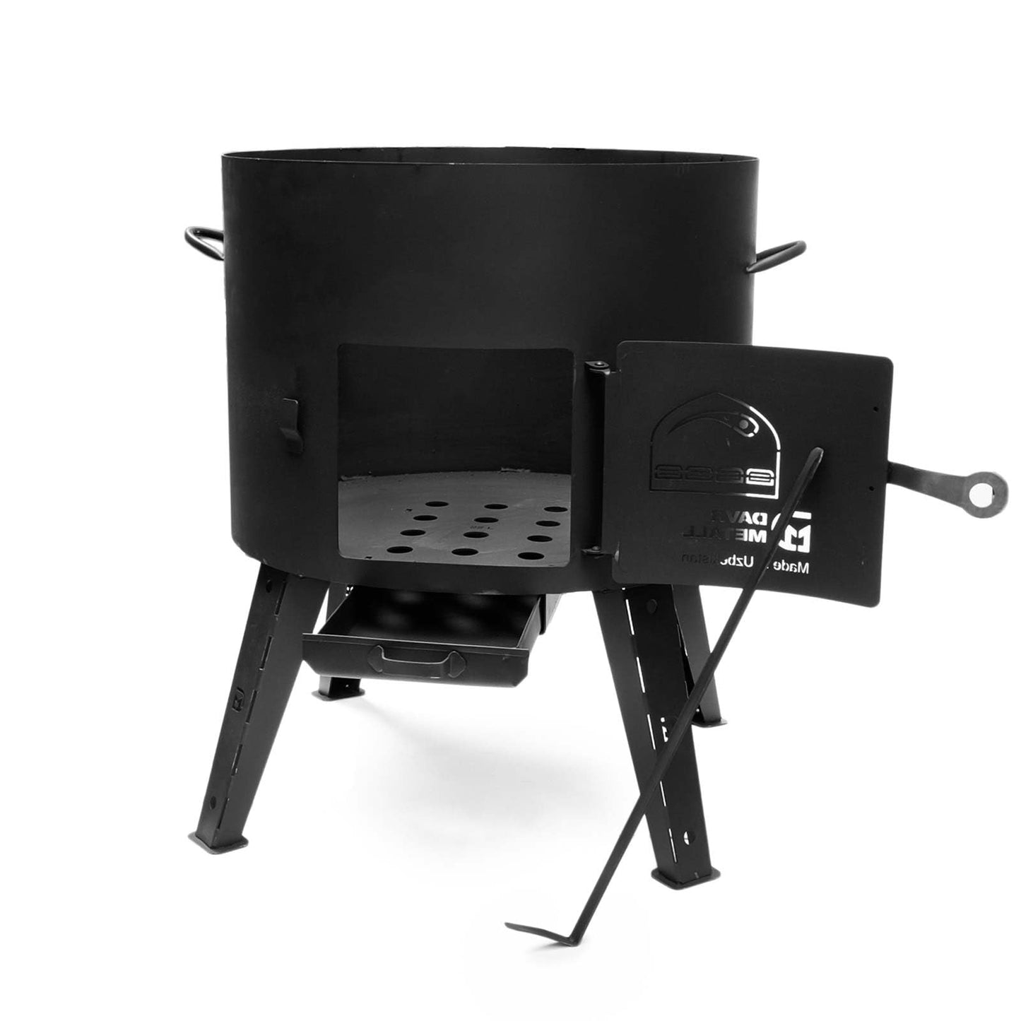 Ø40 Uchag 2mm steel Utschak with draw tube Utschag camping stove 12L cast iron Kazan with cast iron lid Kasan fire pit field kitchen