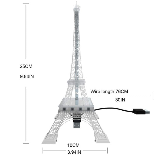 BTF-LIGHTING USB 5V Romantic Eiffel Tower Built-in Color Changing Night Light 9.8 Inch 48 LEDs WS2812B RGB Mini Night Light Desk Table Lamp Birthday Gift