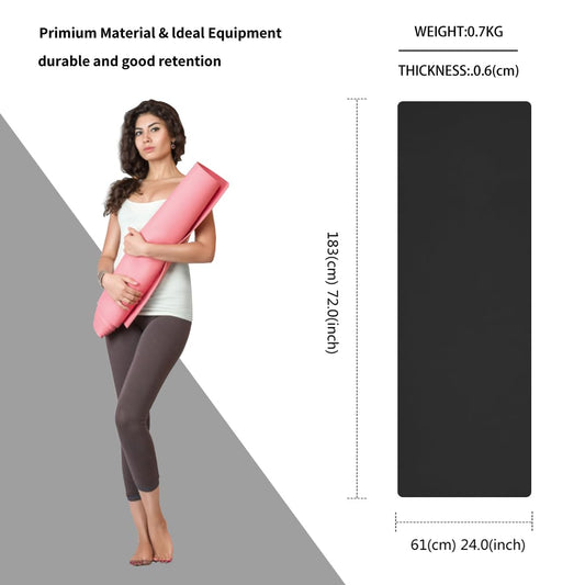 Good Night Yoga Mat, Exercise Mat, Workout, Pilates, Fitness Mat for Men and Women, Non-Slip, Thick, 6mm, High-Density Gym Mats with Carrying Strap, TPE